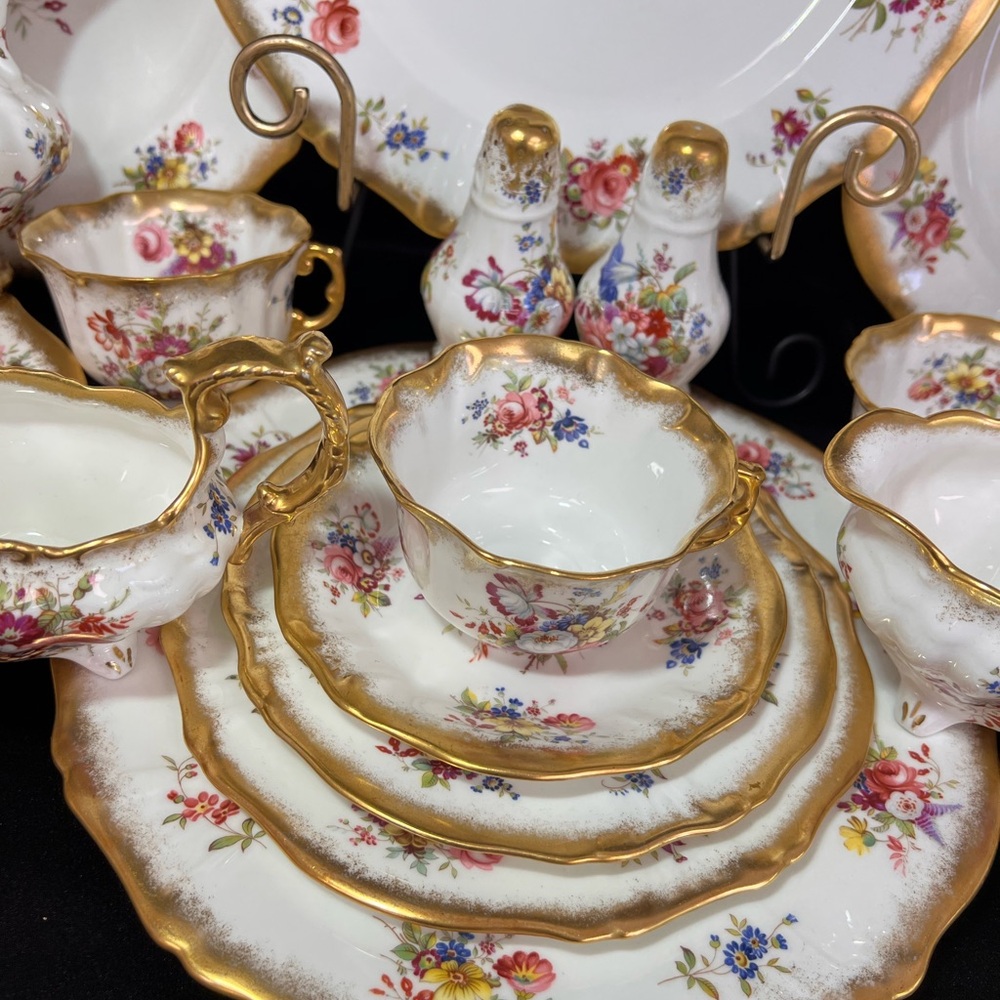 Antique Hammersley lady Patricia dinner for 8 people with tea pot and pitcher - Picture 10 of 16